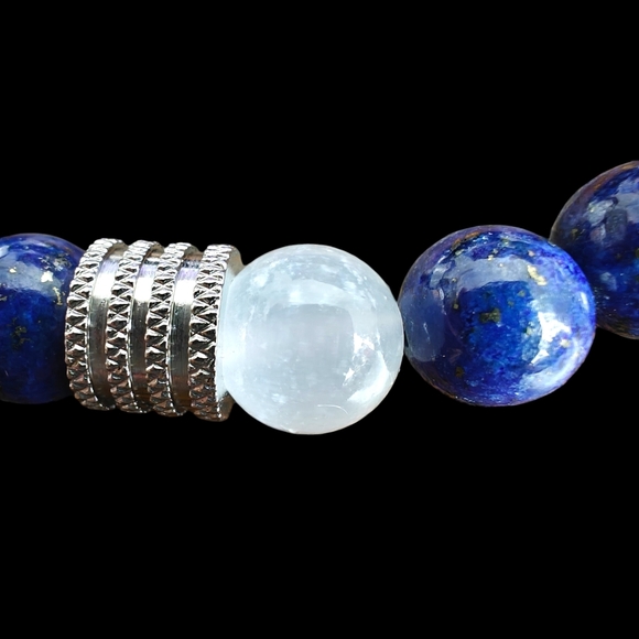 Lapis Lazuli Men's Bracelet 10mm Natural Stones - Picture 7 of 8